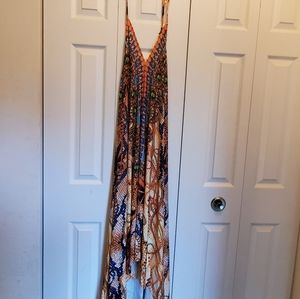 Sexy Venus Orange Print High Low Halter Dress NWOT